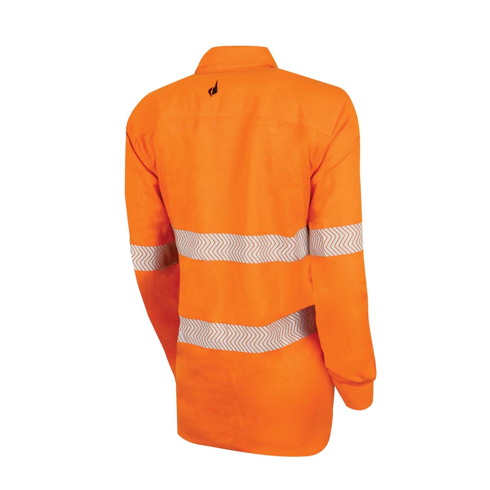 Womens Regular Weight PPE2 L/S Hi-Vis Shirt with Segmented FR Reflective Tape