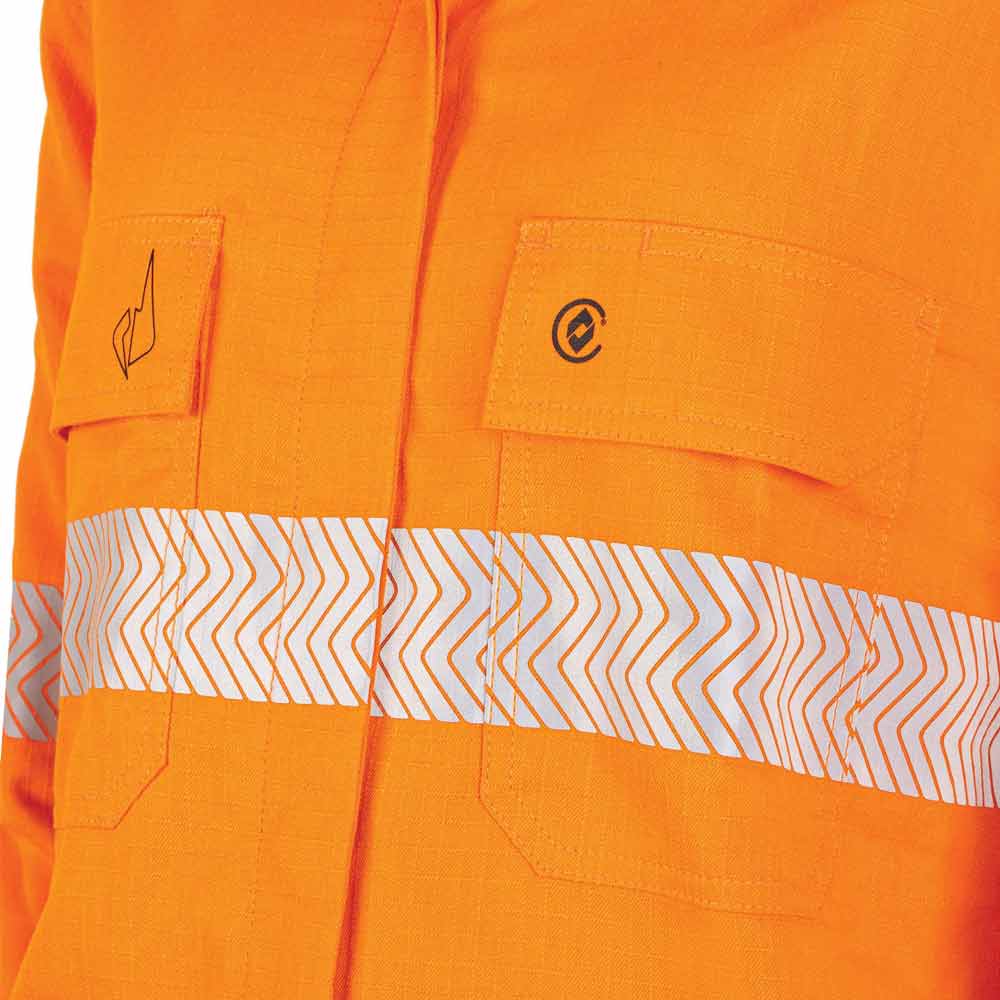 Womens Regular Weight PPE2 L/S Hi-Vis Shirt with Segmented FR Reflective Tape