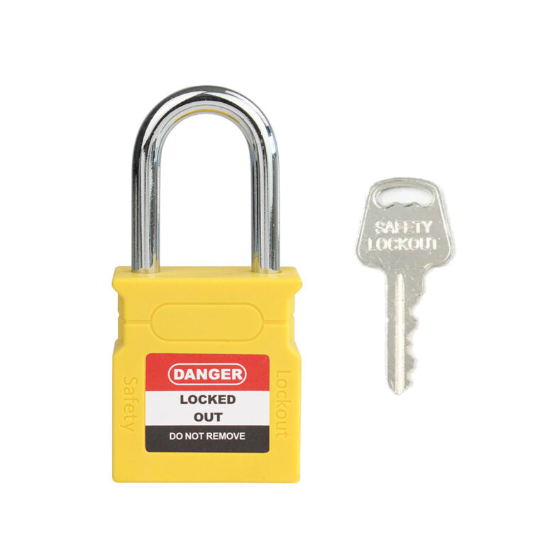 Yellow KD Padlock Chrome Plated Steel Shank 38mm - Volt Safety